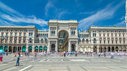 The Galleria Vittorio Emanuele II timelapse  on the Piazza del Duomo Cathedral Square .