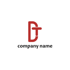 ILLUSTRATION ABSTRACT LETTER DT FLAT RED COLOR SIMPLE TEMPLATE DESIGN LOGO VECTOR
