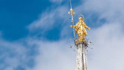 The Madonnina atop Milan Cathedral timelapse in Milan, italy.