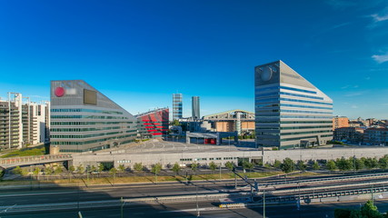 Fototapeta premium Modern buildings in the new area of Portello timelapse, Milan, Italy
