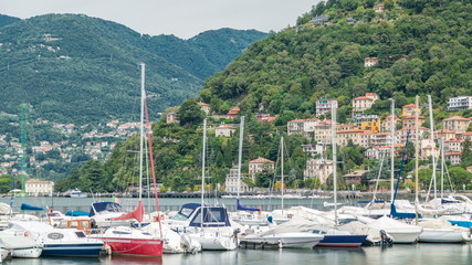 Fototapeta na wymiar Landscape with Lake Como timelapse, Lombardy, Italy