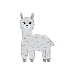 Cute cartoon alpaca llama. Vector illustration in flat style.