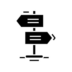 Destination guide black icon, concept illustration, vector flat symbol, glyph sign.