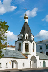 Pskov, the bell tower of the Church of Michael and Gabriel Archangels from Gorodets