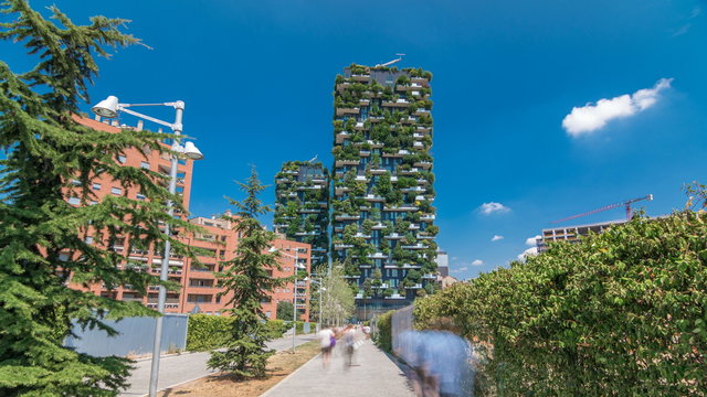 Bosco Verticale or Vertical Forest timelapse . It is a pair of two residential towers in the district of Porta Nuova, Milan