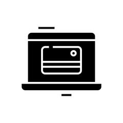 E money black icon, concept illustration, vector flat symbol, glyph sign.