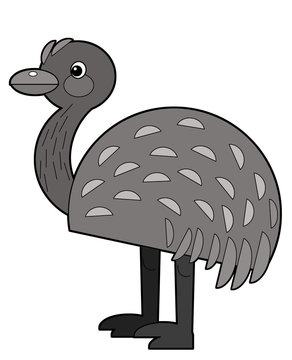 recommend clip art: cartoon scene with happy and funny bird rhea on white background - illustration
