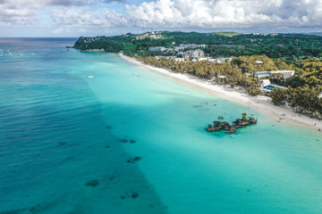 Aerial view of Boracay beach in Philippines