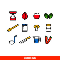 Set of cooking icon illustration. concept logo. cooking logo monoline