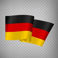 3D Realistic waving Flag of Germany on transparent background.  National Flag Federal Republic of Germany for your web site design, app, UI. Europe. EPS