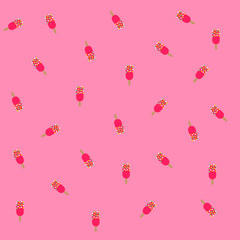Cute ice cream pattern with pastel pink background. Colorful cartoon with assorted ice cream, memphis style for paper wrapping, print, sticker, wallpaper, Summer Decorative. Flat Vector illustration.