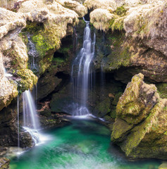 Obraz premium Traunfall Wasserfälle in Steyrermühl/Roitham Oberösterreich Panorama