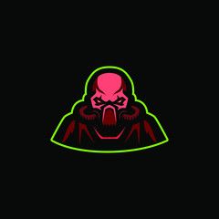 Red skull mascot, isolated skull mascot