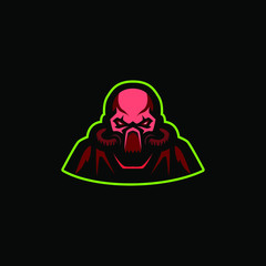 Red skull mascot, isolated skull mascot