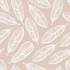 Seamless pattern with exotic leaves.
