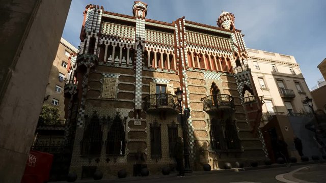 Time Lapse of Tourists Visiting Casa Vicens in Barcelona