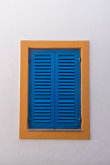Beautiful blue window in white background, close window