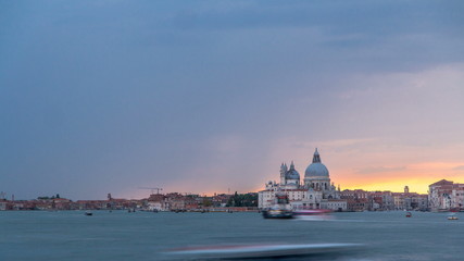 Fototapeta premium Basilica Santa Maria della Salute at sunset timelapse, Venezia, Venice, Italy