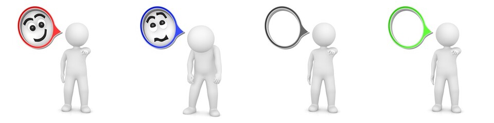 thought bubble balloon stick man speech bubble figure 3d rendering