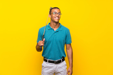 African American golfer player man smiling a lot