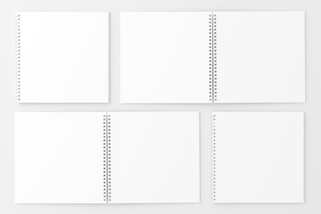 Fototapeta na wymiar Square Spiral Notebook Notepad White Blank 3D Rendering Mockup