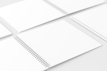 Square Spiral Notebook Notepad White Blank 3D Rendering Mockup