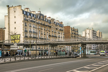 Fototapeta na wymiar FEBRUARY 1, 2019 - PARIS, FRANCE: Cityscape street view in Paris center