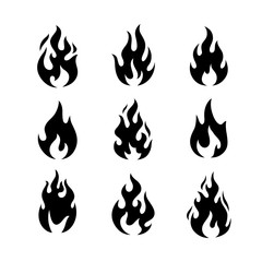 Fire flames logo templates icons set. Vector illustration.