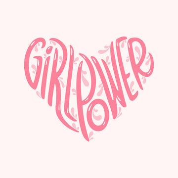 Girl Power heart shaped typography. Vector illustration.