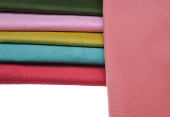 close-up of colorful fabric isolated on white background