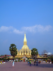 Vientiane, Laos - 8th September 2012 : "Pha That Luang" is a gold-covered large Buddhist stupa in the centre of the city of Vientiane, Laos
