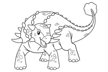 Ankylosaurus Cartoon BW
