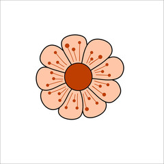 illustration of flower dirty pink on white background