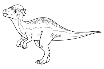 Obraz na płótnie Canvas Pachycephalosaurus Cartoon BW