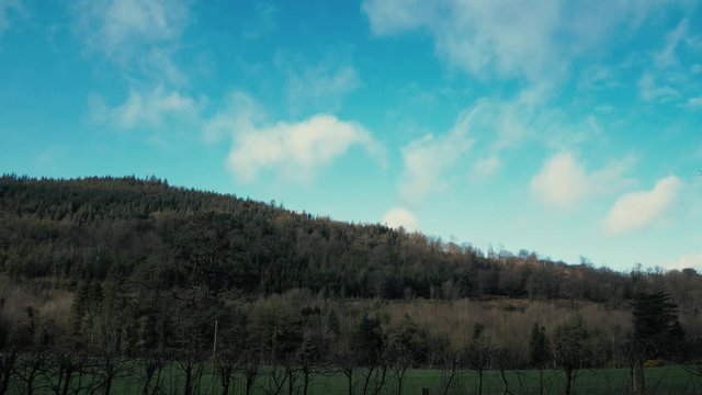 Clouds drifting over woodland in County Louth, Ireland
