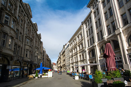 LEIPZIG, GERMANY &ndash; November 02 2019: The Nikolaistrasse in Leipzig
