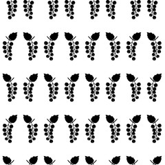 Seamless pattern with cartoon black berries currant  on white background. Colorful vector illustration with berry silhouette. Doodle style. Design for invitation, poster,fabric, textile. Sweet fruits.