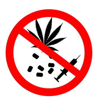 NO DRUGS sign on white background