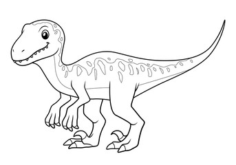 Velociraptor Cartoon Illustration BW