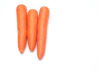 Three carrots isolate on white background.Have copy space.for banner,wallpaper.