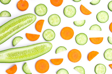 Carrot and cucumber slice pattern texture background.