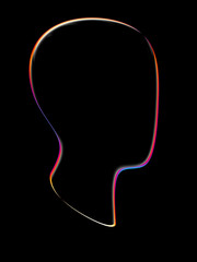 Head in black background. Illustration.