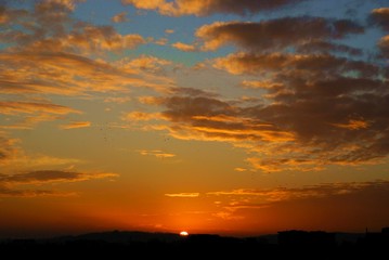 gold and multicolor landscape of sunset