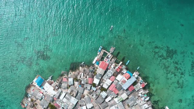 Aerial footage of Santa Cruz del islote the most populated island in the world