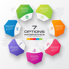 Vector heptagon element for infographic,Business concept with 7 options.