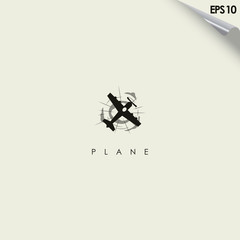 Plane With Smoke Modern Logo Design Vector Template In EPS 10 With Flat Style