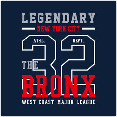 Design letters and numbers athletic legendary new york for t-shirts - Vector