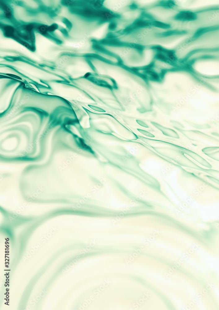 Sticker Abstract Liquid background, a4 book cover with green water curved lines on white - Stickers