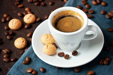 Breakfast with coffee and almond  cookies