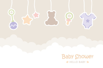 baby shower welcome greeting card for childbirth vector illustration EPS10